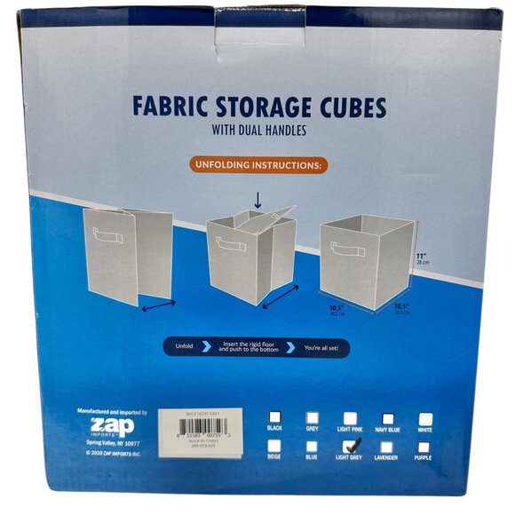 Royexe Fabric Storage Cubes 8-Pack With Dual Handles Light Grey New in Box - Picture 6 of 9